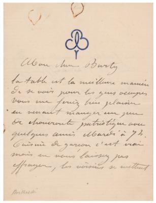 Lot #427 Frederic Auguste Bartholdi Autograph Letter Signed
