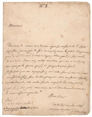 Lot #172 Jean le Rond d'Alembert Autograph Letter Signed - Image 1