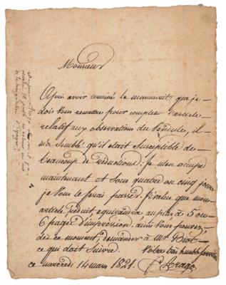 Lot #214 Francois Arago Autograph Letter Signed - Image 1