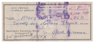 Lot #472 Jack Kerouac Signed Check