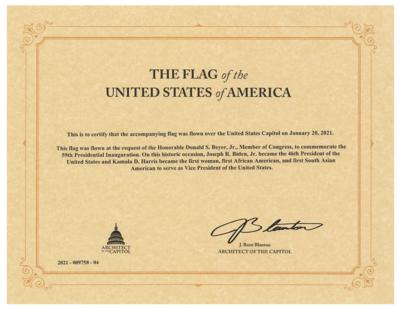 Lot #56 Joe Biden 2021 Inauguration Flag - Image 2