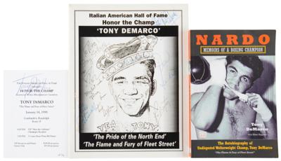 Lot #876 Tony DeMarco's Personally Owned and Worn Boxing Gloves with (4) Additional Signed Items - Image 7
