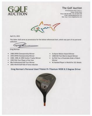 Lot #901 Greg Norman's Personally-Owned and Used Titleist 905R Driver - Image 3