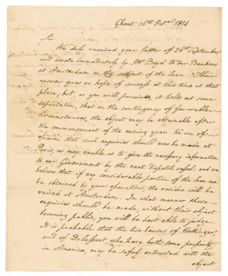 Lot #13 John Quincy Adams and Albert Gallatin Letter Signed with Loan Document Archive - Image 1