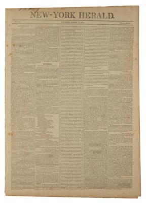 Lot #148 Alexander Hamilton and Aaron Burr Duel: New-York Herald Newspaper