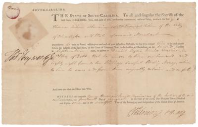 Lot #132 Thomas Heyward, Jr. Document Signed - Image 1