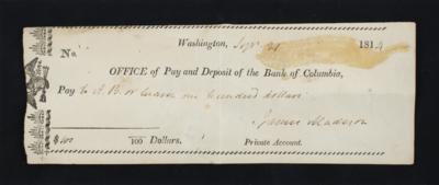 Lot #11 James Madison Signed Check as President - Image 2