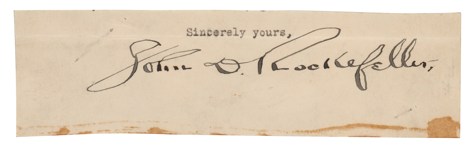 Lot #291 John D. Rockefeller Signature