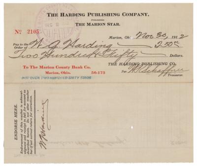 Lot #87 Warren G. Harding Document Signed