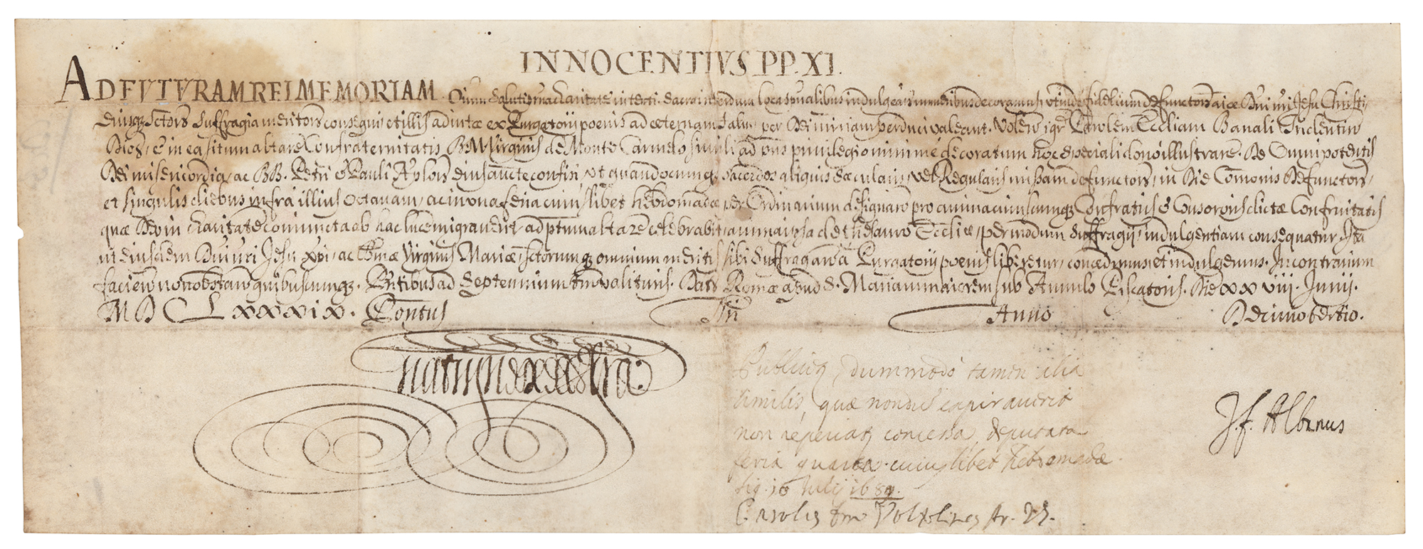 Lot #279 Pope Clement XI Document Signed