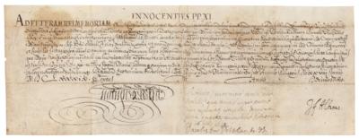 Lot #279 Pope Clement XI Document Signed