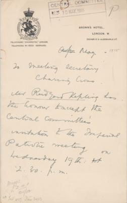 Lot #514 Rudyard Kipling Autograph Letter Signed
