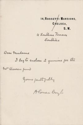 Lot #499 Arthur Conan Doyle Autograph Letter Signed