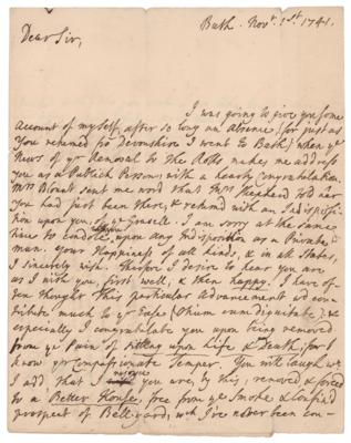 Lot #477 Alexander Pope Handwritten Letter