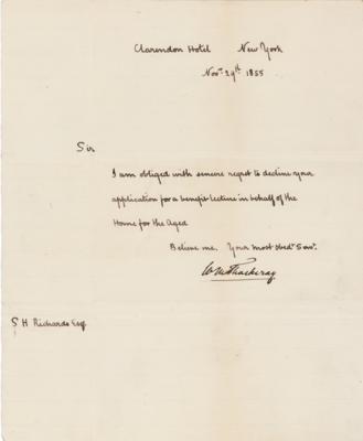 Lot #539 William Makepeace Thackeray Autograph Letter Signed - Image 1
