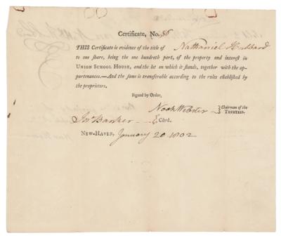 Lot #541 Noah Webster Document Signed