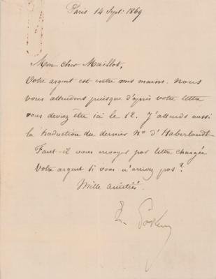 Lot #169 Louis Pasteur Letter Signed