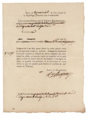 Lot #205 Antoine Quentin Fouquier-Tinville Document Signed