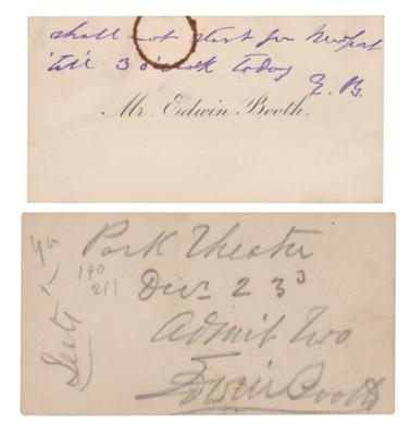Lot #719 Edwin Booth (2) Signed Items