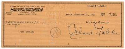 Lot #742 Clark Gable Signed Check
