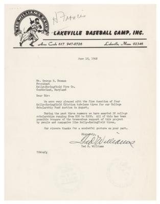 Lot #910 Ted Williams Typed Letter Signed