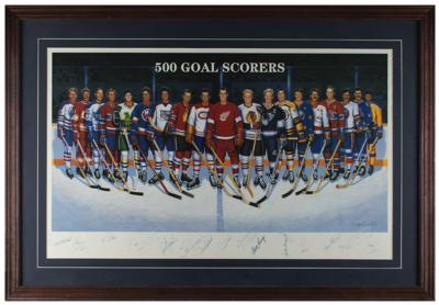 Lot #885 Hockey 500 Goal Scorers (16) Multi-signed Lithograph - Image 1