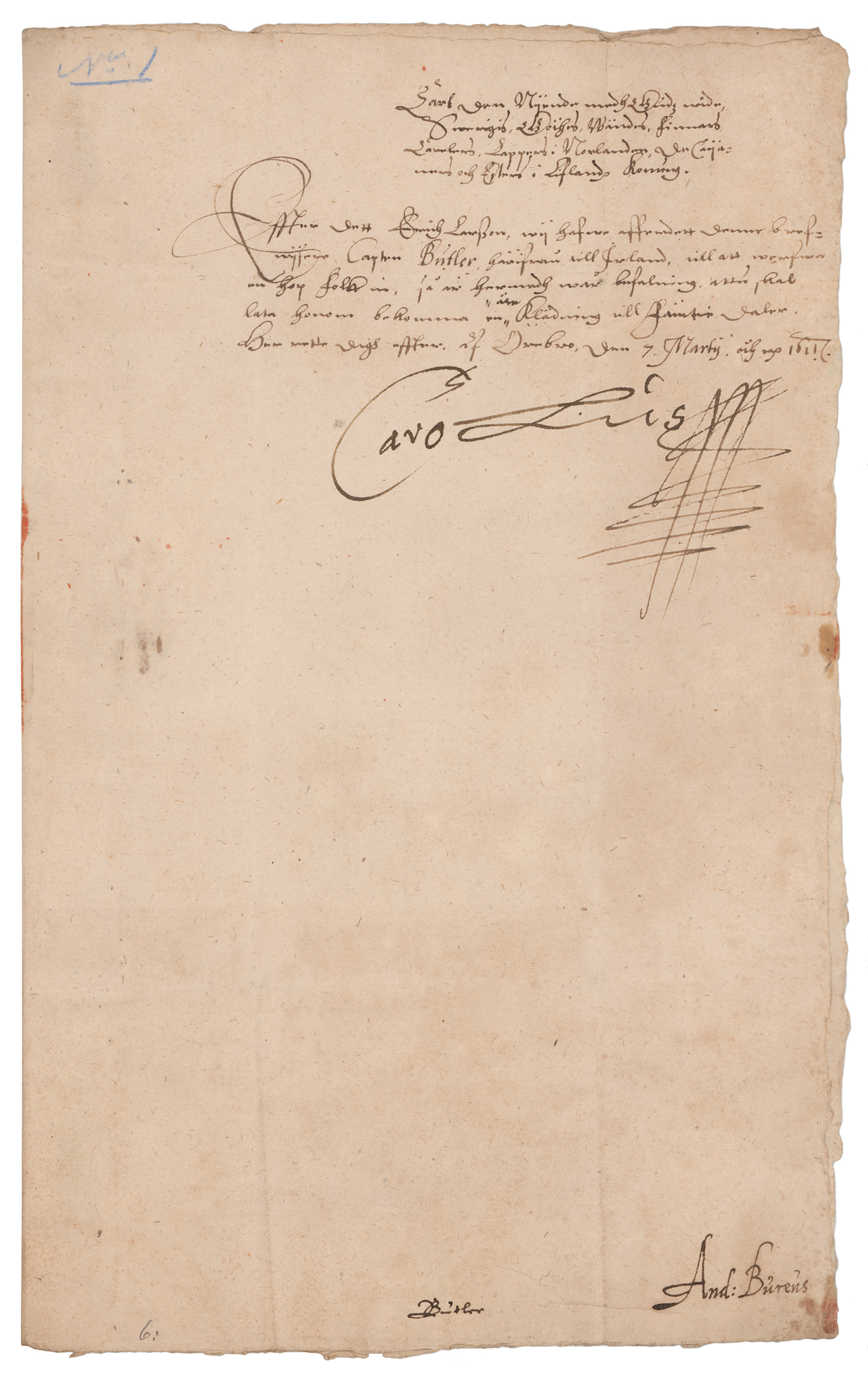 Lot #186 King Charles IX of Sweden Document Signed