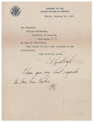 Lot #384 Charles Lindbergh Typed Letter Signed