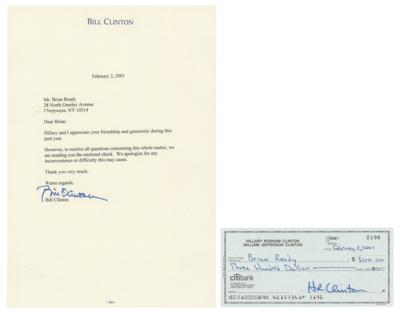 Lot #54 Bill and Hillary Clinton Signed Check and Typed Letter Signed