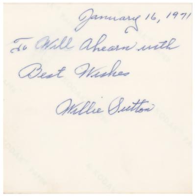 Lot #302 Willie Sutton Signed Photograph and Typed Letter Signed - Image 3