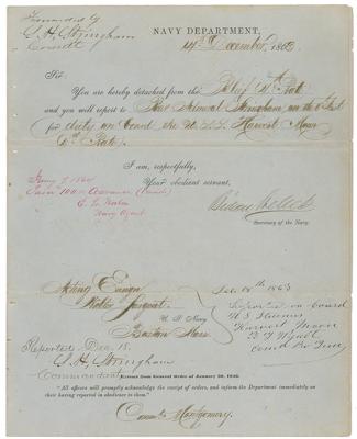 Lot #311 Gideon Welles Document Signed - Image 1