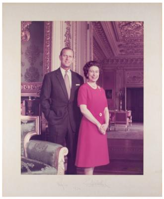 Lot #193 Queen Elizabeth II and Prince Philip Signed Oversized Photograph