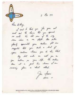 Lot #395 Jim Irwin Autograph Letter Signed