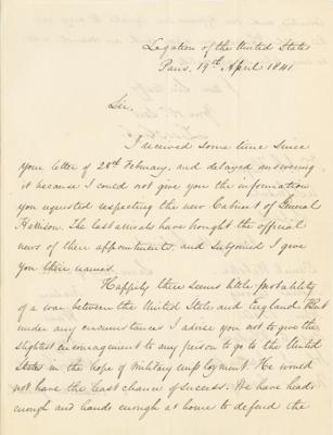 Lot #227 Lewis Cass Letter Signed
