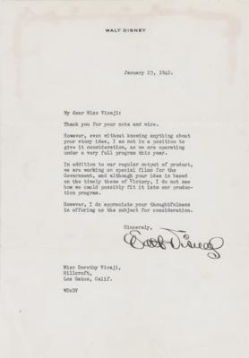 Lot #457 Walt Disney Typed Letter Signed