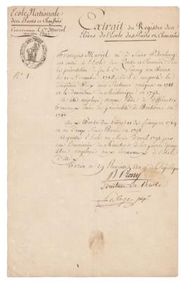 Lot #285 Gaspard de Prony Document Signed - Image 1