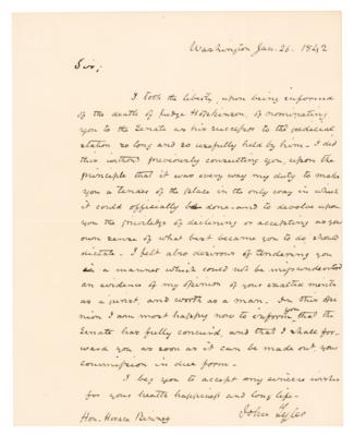 Lot #21 John Tyler Autograph Letter Signed as President