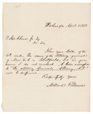 Lot #24 Millard Fillmore Autograph Letter Signed as Vice President
