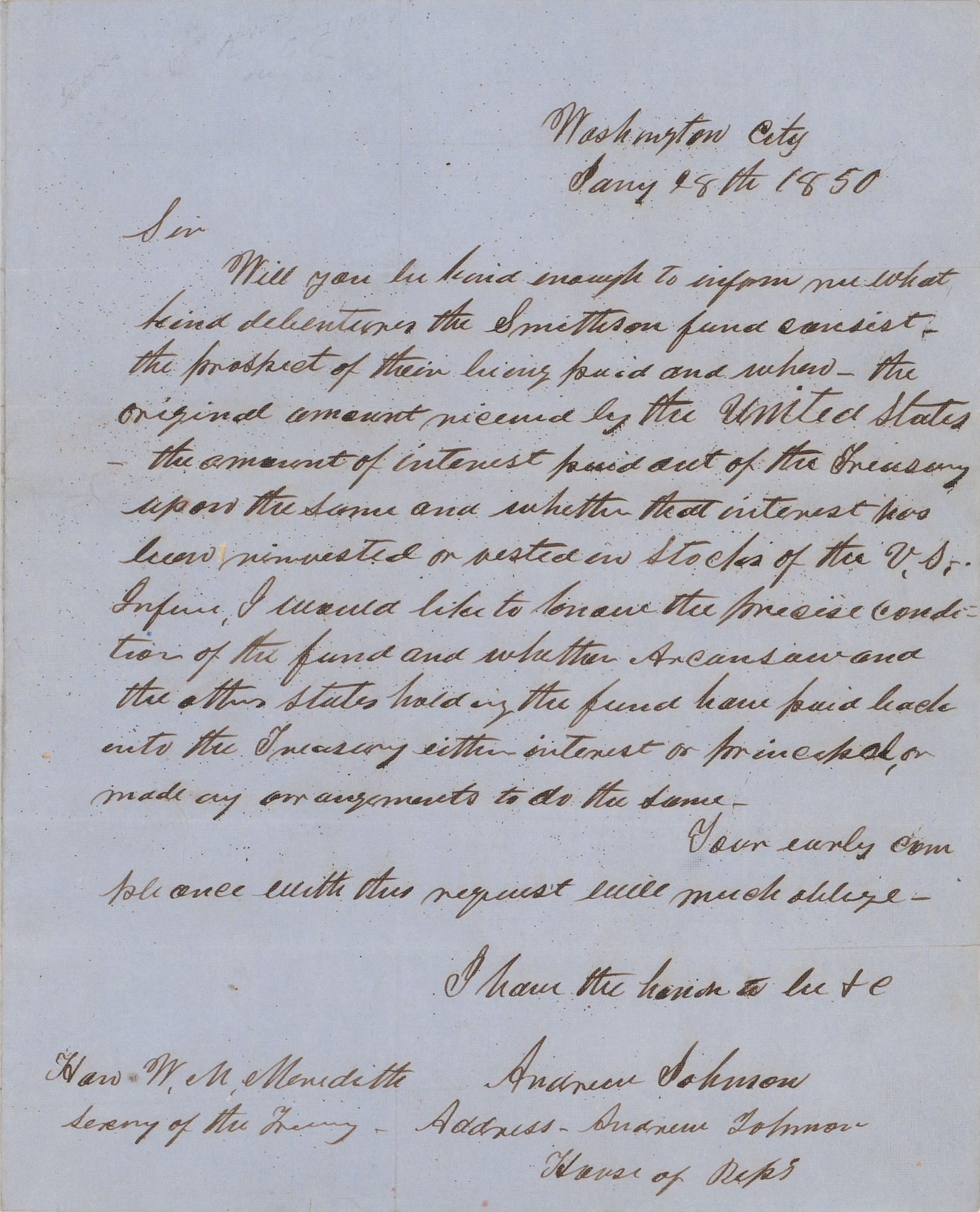 Lot #31 Andrew Johnson Autograph Letter Signed