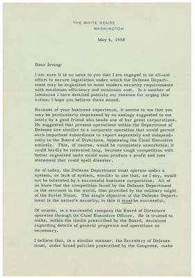 Lot #46 Dwight D. Eisenhower Typed Letter Signed as President