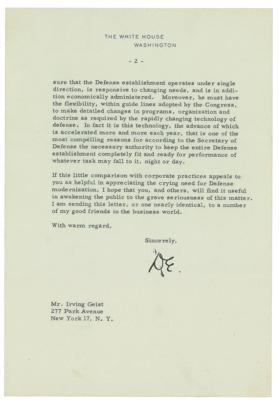 Lot #46 Dwight D. Eisenhower Typed Letter Signed as President - Image 2