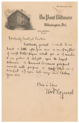 Lot #8030 F. Scott Fitzgerald (2) Autograph Letters Signed to Ina Claire