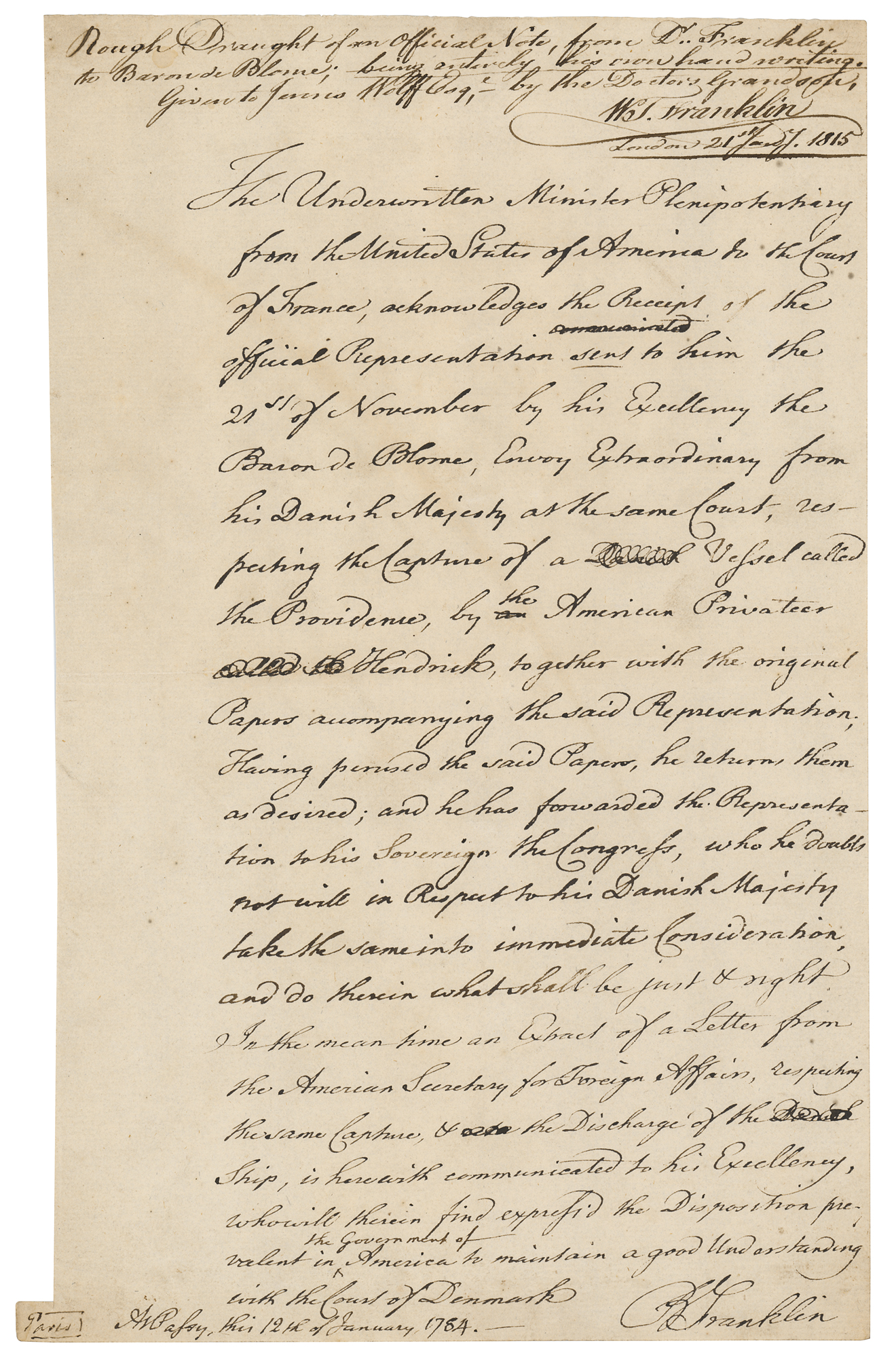 Lot #8001 Benjamin Franklin Autograph Letter Signed