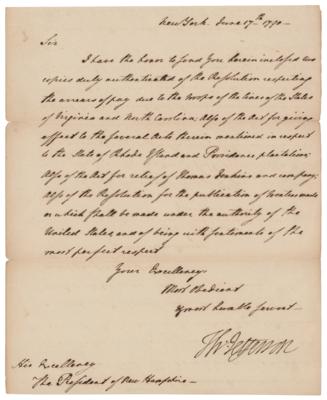 Lot #8002 Thomas Jefferson Letter Signed