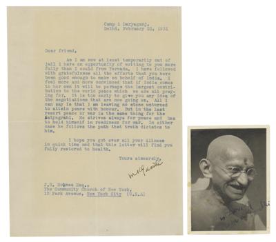 Lot #8015 Mohandas Gandhi Typed Letter Signed and