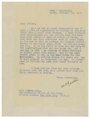 Lot #8015 Mohandas Gandhi Typed Letter Signed and Signed Photograph - Image 2