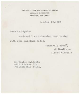 Lot #8018 Albert Einstein Annotated Letter and Typed Letter Signed