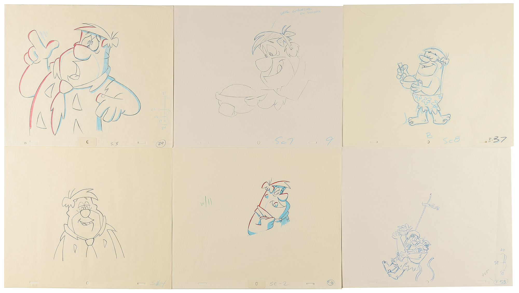 Lot #528 The Flintstones (7) Original Production Drawings