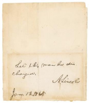 Lot #33 Abraham Lincoln Autograph Endorsement