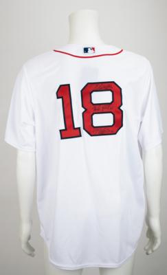 Vtg #20 KEVIN YOUKILIS Boston Red Sox MLB Majestic Jersey L (Signed)